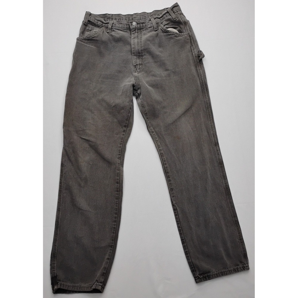Distressed Dickies Painter Carpenter Gray Canvas Pants Sz‎ 34x32 fits(32x31)